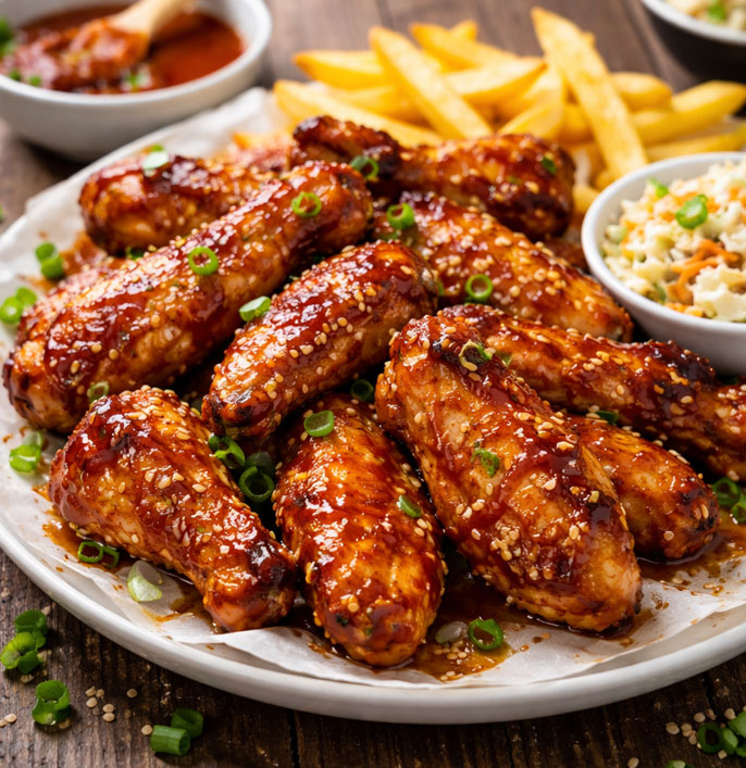 Sticky Ketchup Glazed Chicken Wings