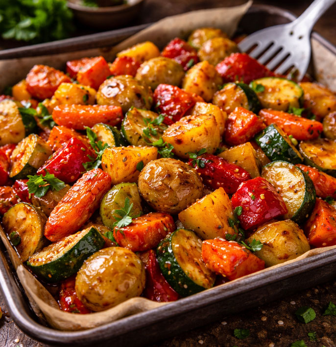 Mango Chutney Glazed Roast Veg